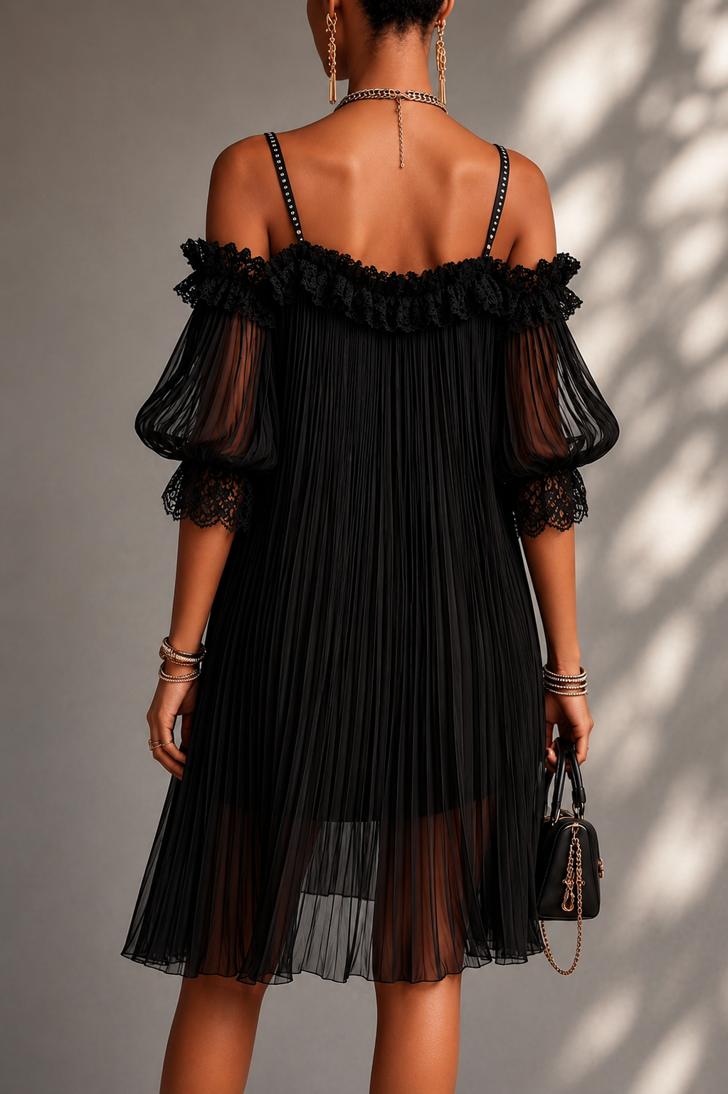 Vittoria minivestido negro de muselina