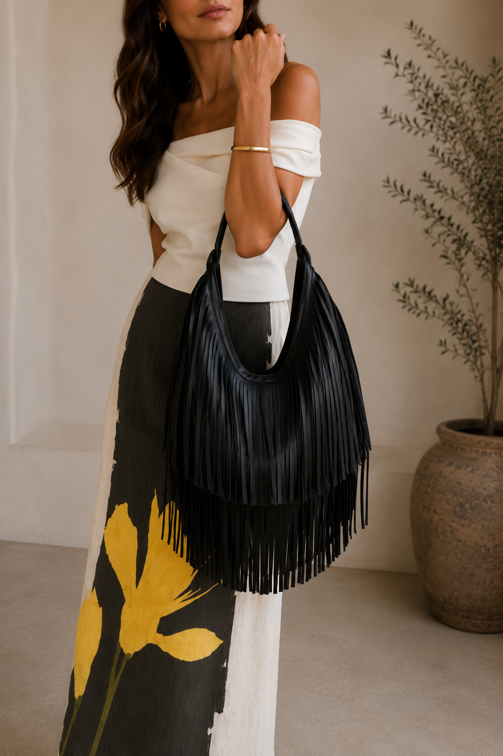 Bolso Noir Fringe
