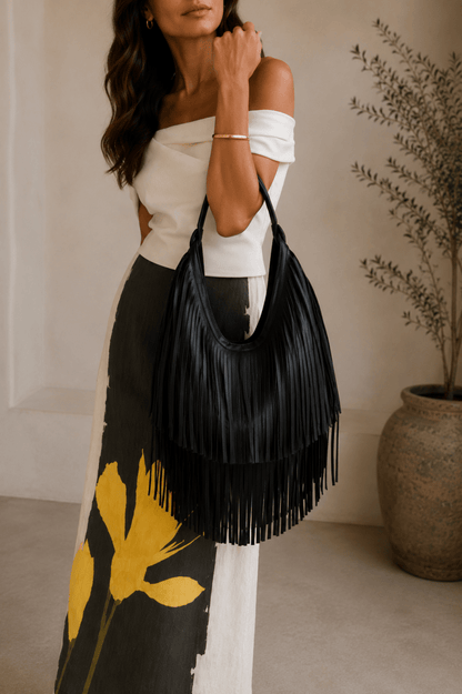 Bolso Noir Fringe Negro - Bianca Salvat