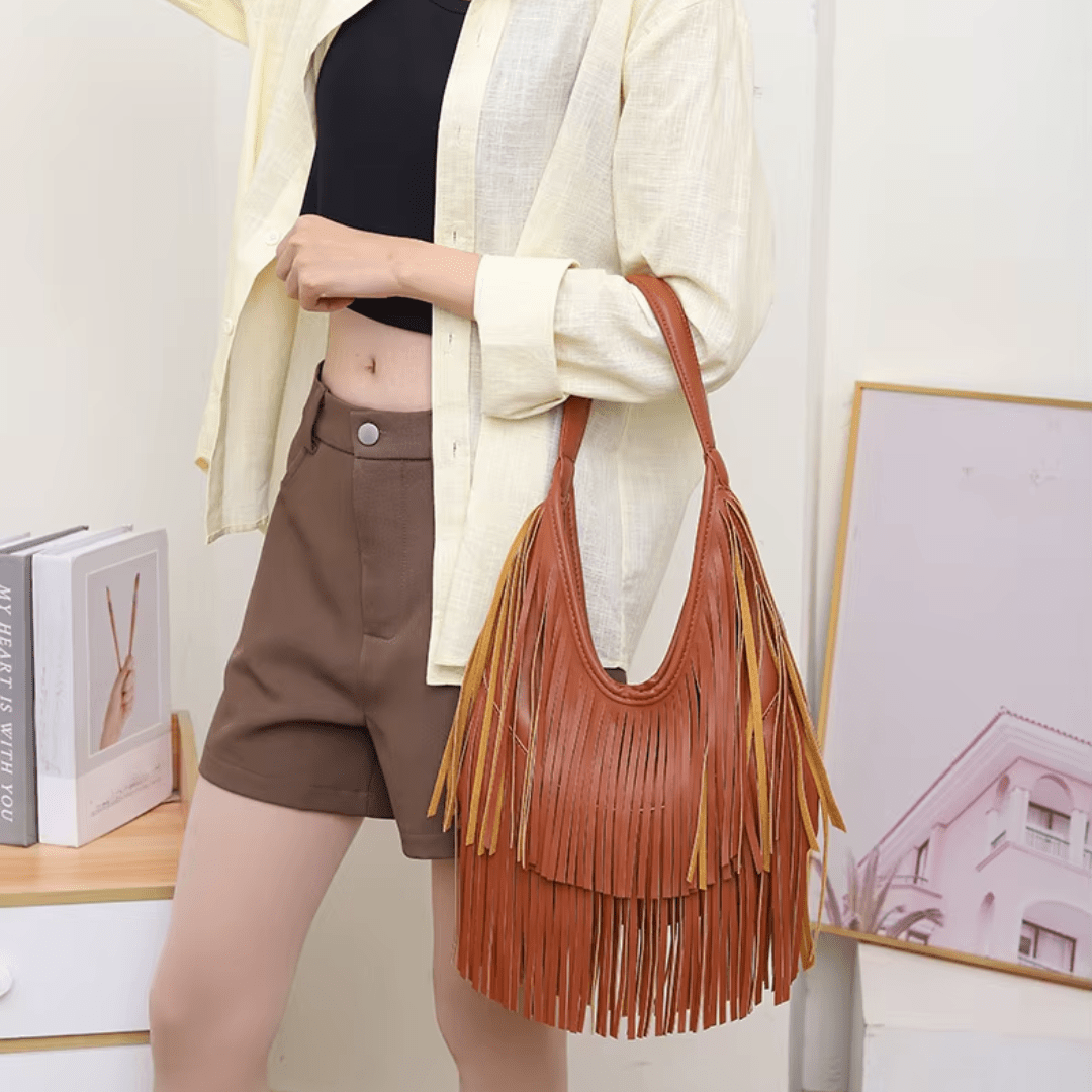 Bolso Noir Fringe Marrón - Bianca Salvat