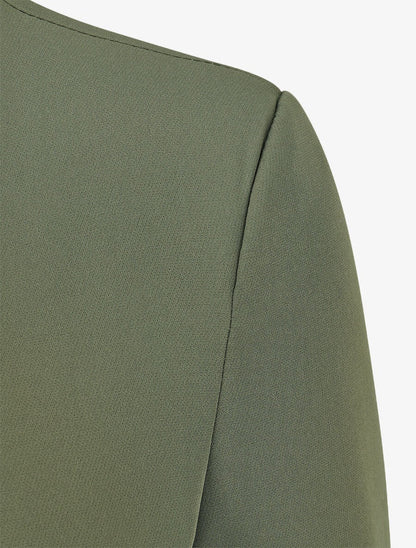 Chaqueta recta con hombreras - Caqui Verde - Bianca Salvat
