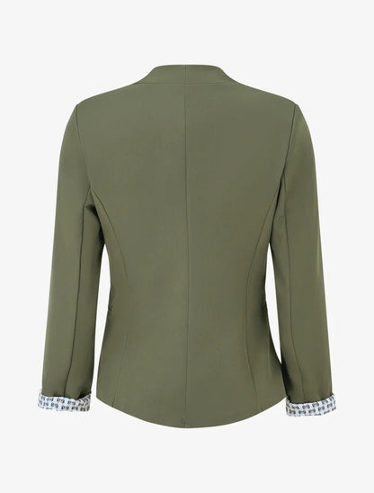Chaqueta recta con hombreras - Caqui Verde - Bianca Salvat