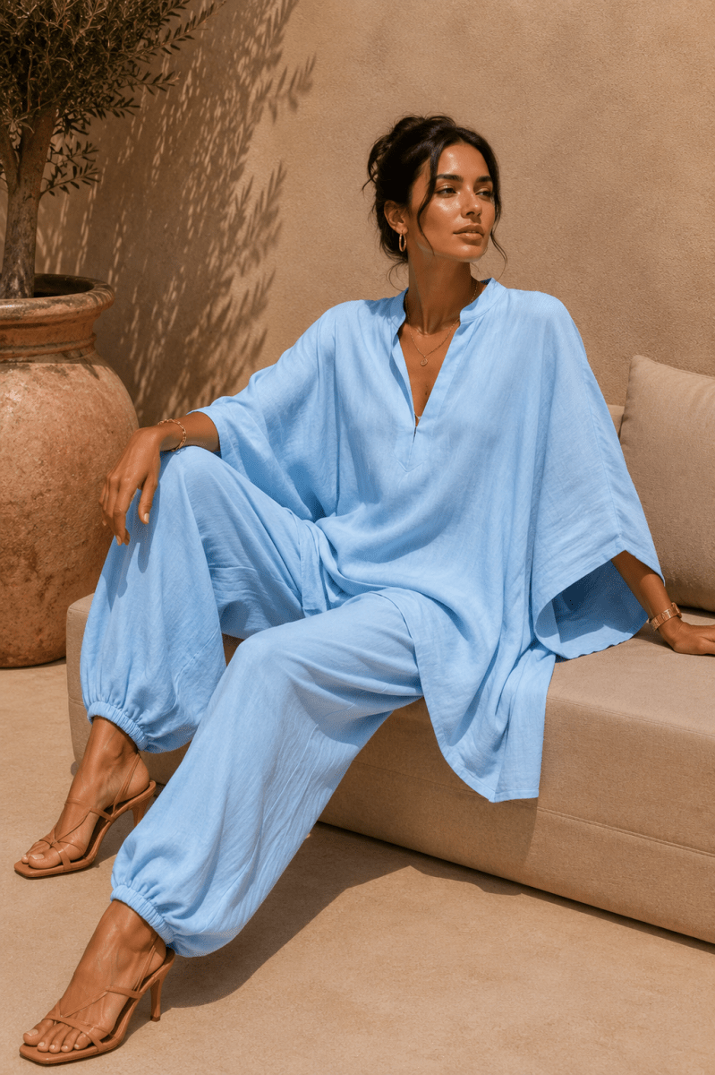 Conjunto Zahara Azul Cielo - Bianca Salvat