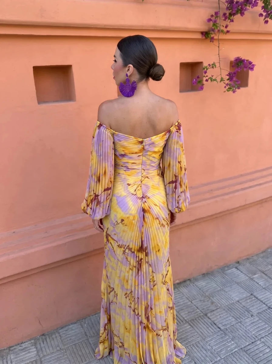 Gregoria™ | Vestido largo con estampado floral y escote pronunciado S - Bianca Salvat