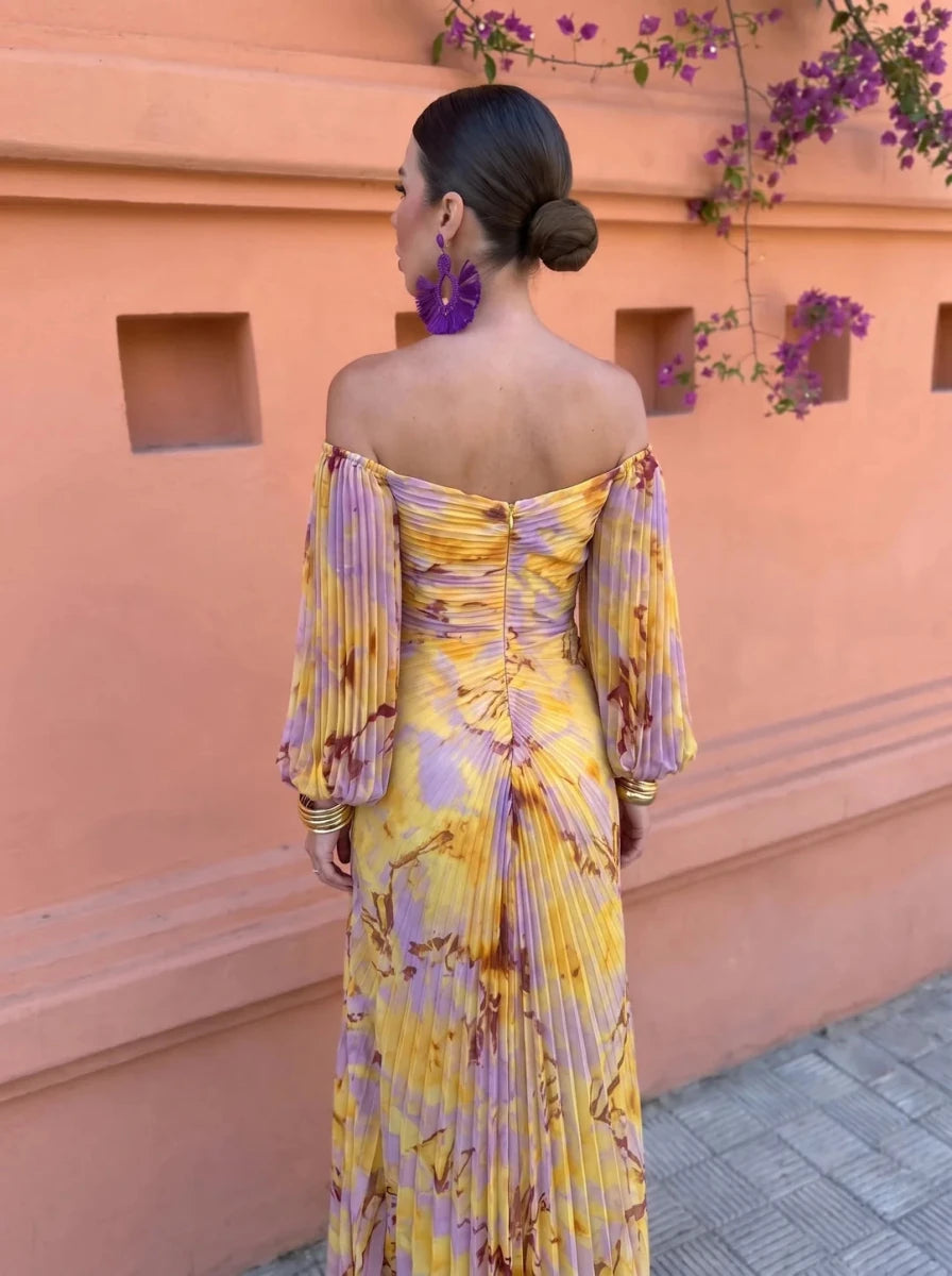 Gregoria™ | Vestido largo con estampado floral y escote pronunciado S - Bianca Salvat
