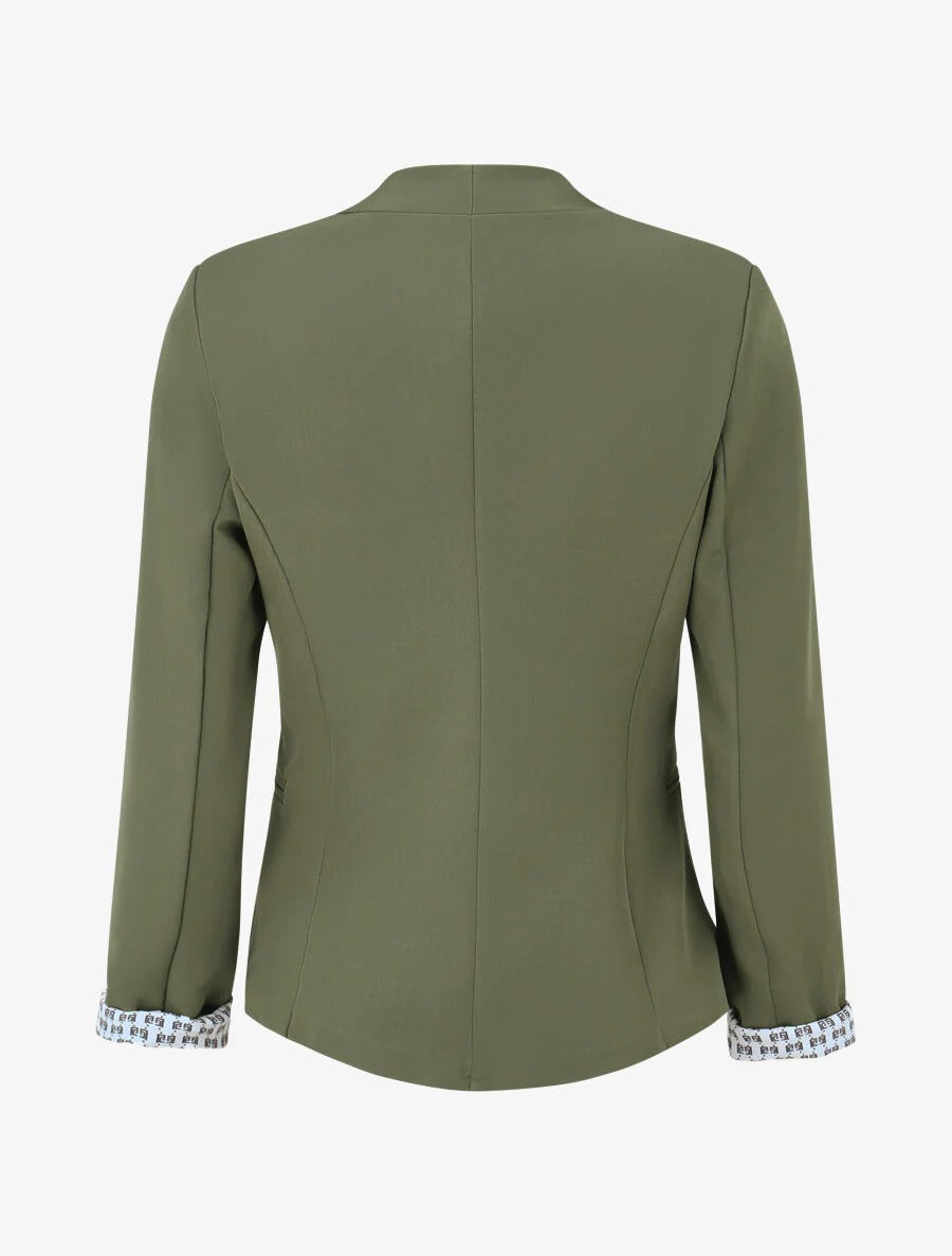 Chaqueta recta con hombreras - Caqui