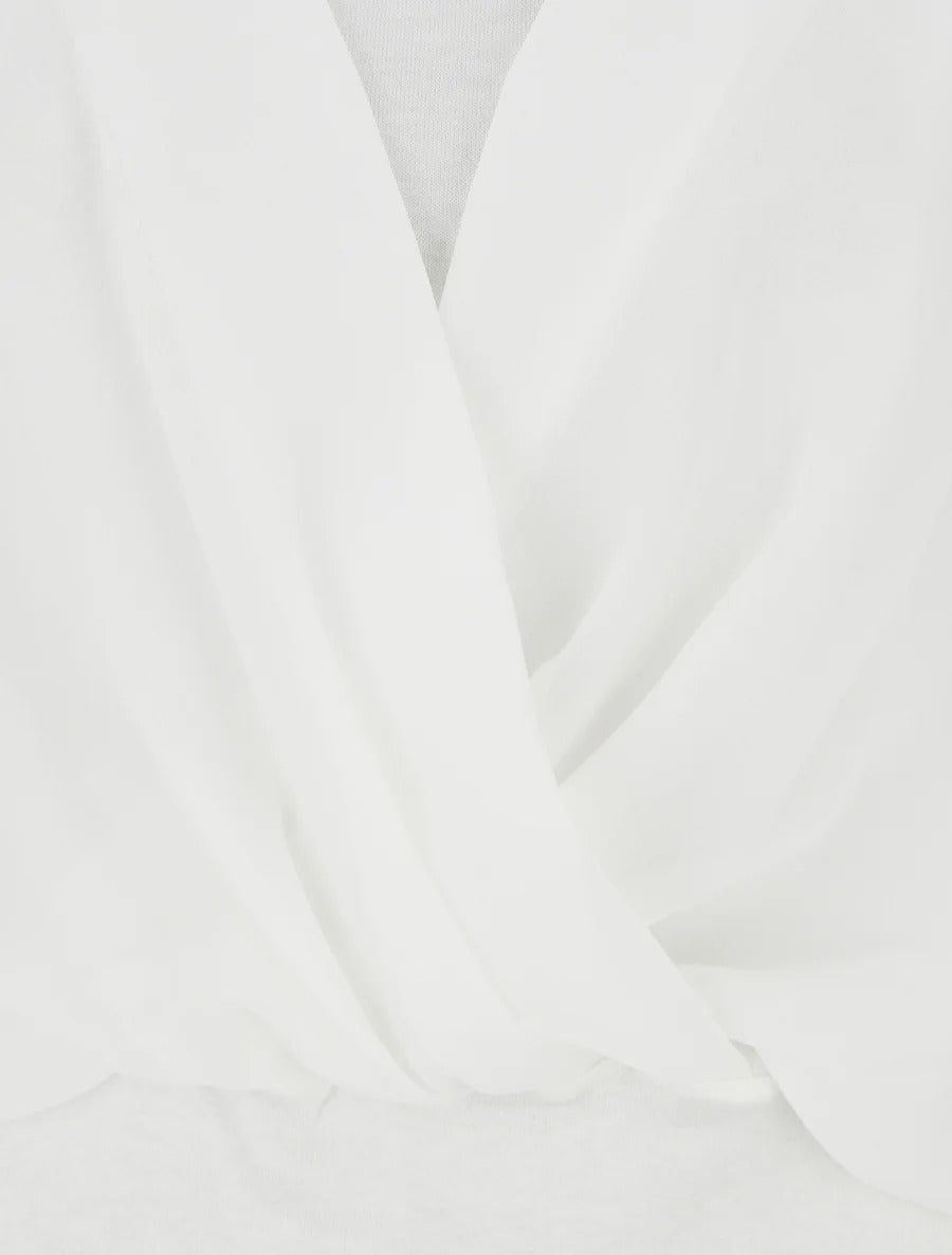 Top liso con mangas con volantes - Blanco