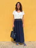 Top liso con mangas con volantes - Blanco