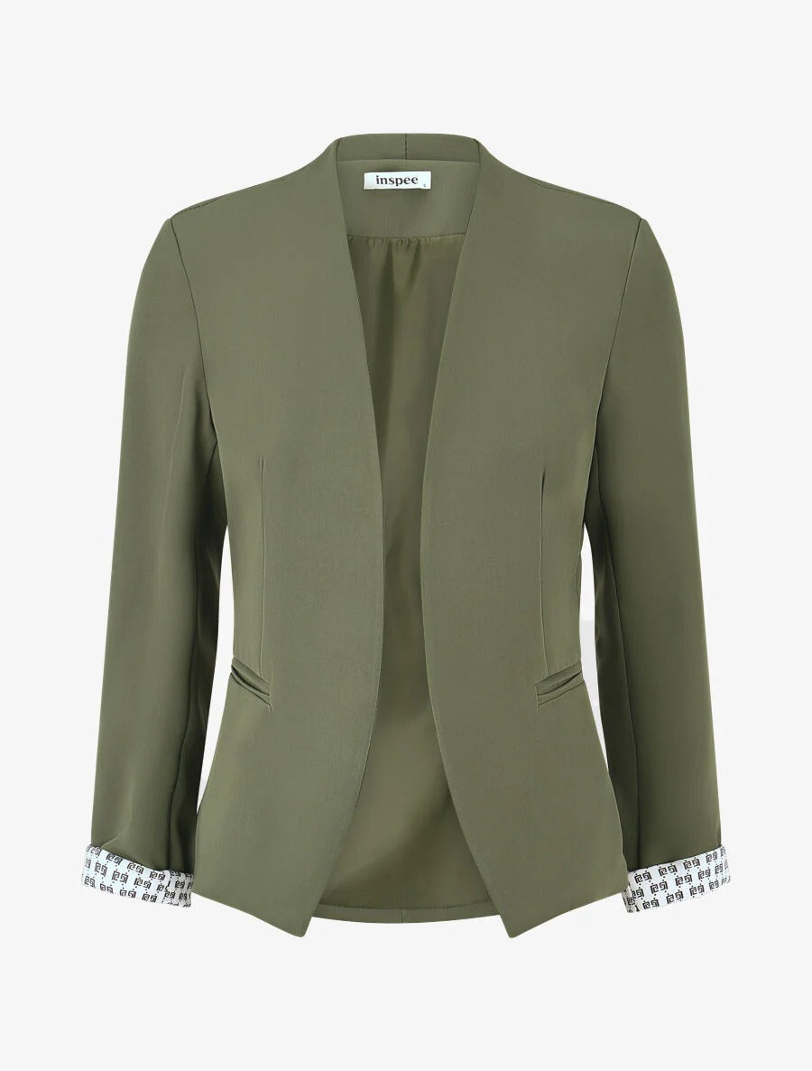 Chaqueta recta con hombreras - Caqui