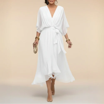 Monica - Vestido con escote en V Blanco - Bianca Salvat