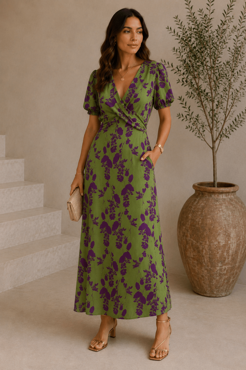 Sofia - Vestido De Lino Verde - Bianca Salvat