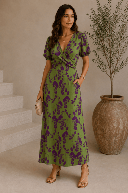 Sofia - Vestido De Lino Verde - Bianca Salvat