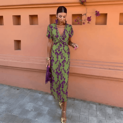Sofia - Vestido De Lino Verde - Bianca Salvat