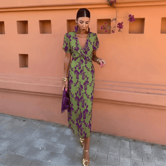 Sofia - Vestido De Lino Verde - Bianca Salvat