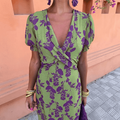 Sofia - Vestido De Lino Verde - Bianca Salvat