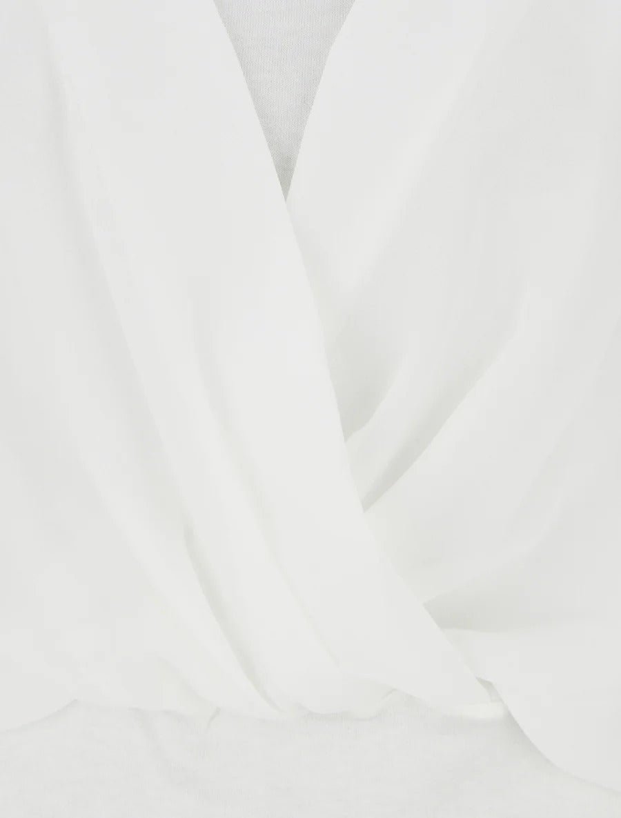 Top liso con mangas con volantes - Blanco Blanco - Bianca Salvat
