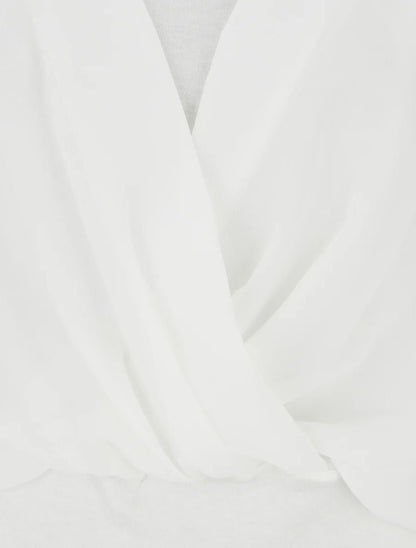 Top liso con mangas con volantes - Blanco Blanco - Bianca Salvat