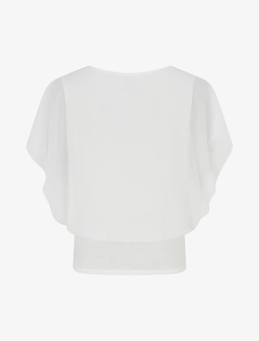 Top liso con mangas con volantes - Blanco Blanco - Bianca Salvat