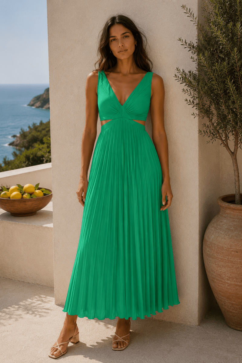 Vestido Aura Cherry Verde Esmeralda - Bianca Salvat